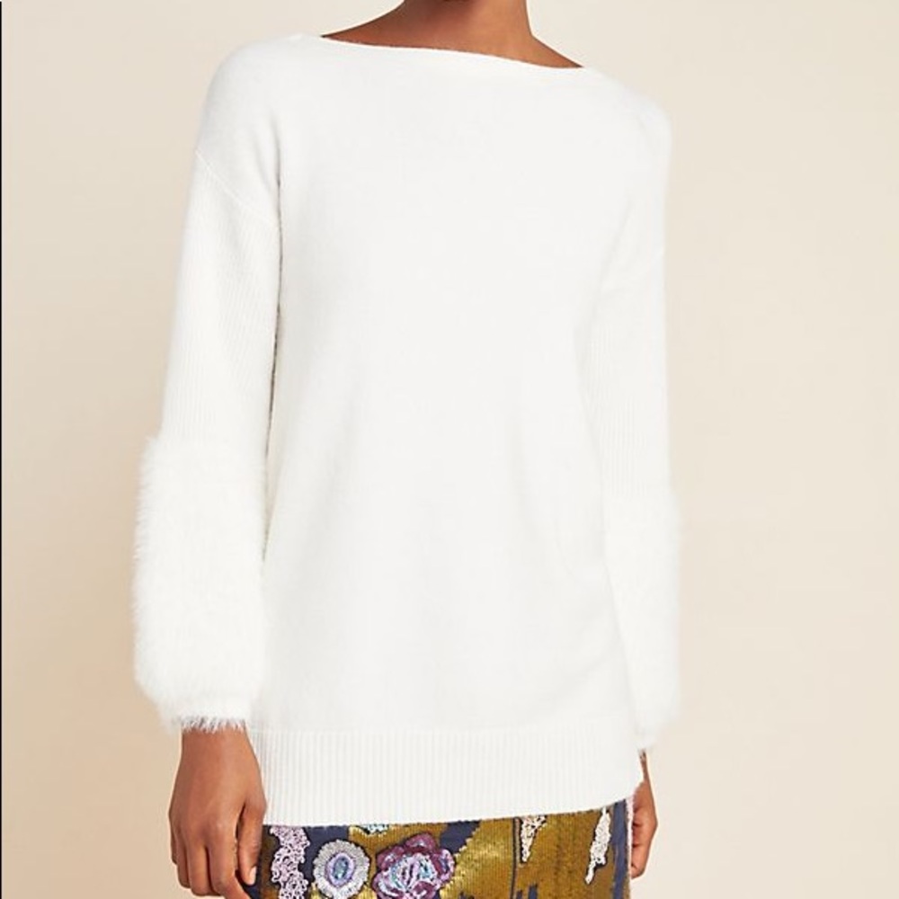 NEW ANTHROPOLOGIE Colma Ivory Tunic Sweater 🤍